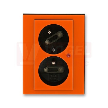 5593H-C02357 66 Zásuvka dvojnásobná s ochranou před přepětím; oranžová/kouř. černá - Levit, Levit M